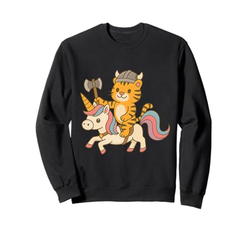 Wikinger Tiger reitet EIN Einhorn Jungen Mädchen Männer Frauen Kinder Sweatshirt von Viking Tiger Riding A Unicorn Rainbow Shop