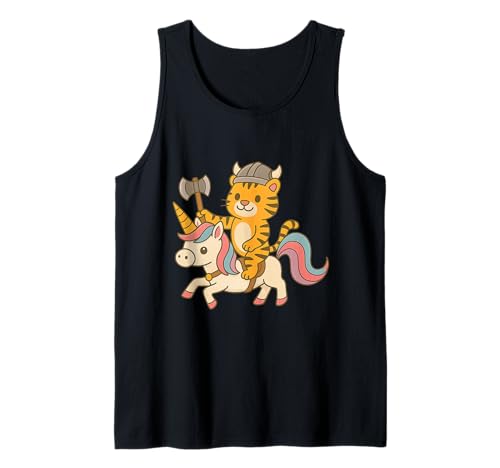 Wikinger Tiger reitet EIN Einhorn Jungen Mädchen Männer Frauen Kinder Tank Top von Viking Tiger Riding A Unicorn Rainbow Shop