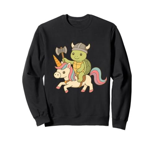 Wikinger Schildkröte reitet EIN Einhorn Jungen Mädchen Männer Frauen Kinder Sweatshirt von Viking Turtle Riding A Unicorn Rainbow Shop