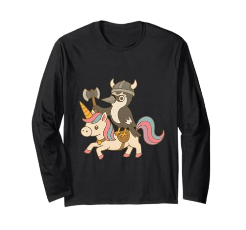 Wikinger Specht reitet EIN Einhorn Jungen Mädchen Männer Frauen Kinder Langarmshirt von Viking Woodpecker Riding A Unicorn Rainbow Shop