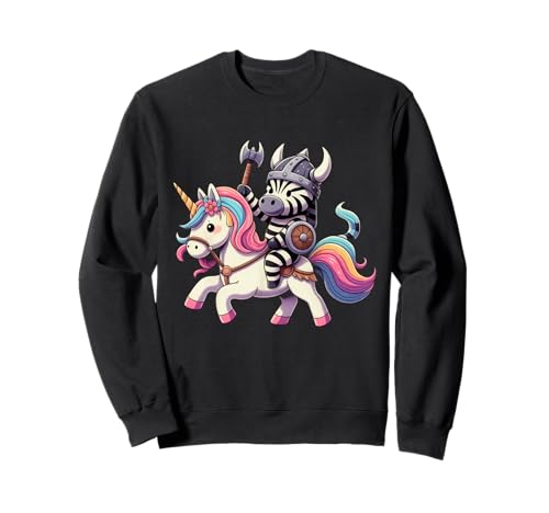 Viking Zebra reitet EIN Einhorn Jungen Mädchen Männer Frauen Kind Erwachsene Sweatshirt von Viking Zebra Riding A Unicorn Rainbow Shop