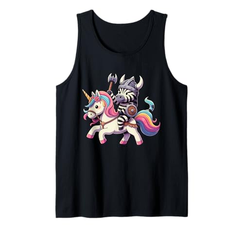 Viking Zebra reitet EIN Einhorn Jungen Mädchen Männer Frauen Kind Erwachsene Tank Top von Viking Zebra Riding A Unicorn Rainbow Shop