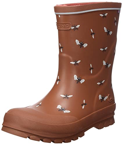 Viking Jolly Print Rubber Boots, Cognac/White, 37 von Viking