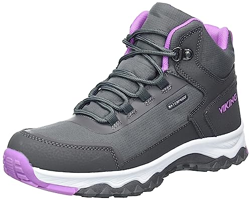 Viking Akkarvik Mid WP Walking Shoe, Charcoal/Purple, 29 EU von Viking