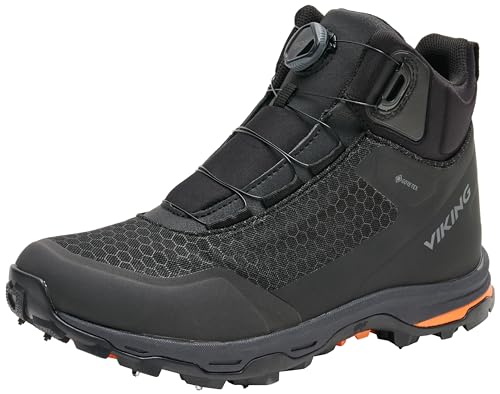 Viking Herren Rask 2 Spikes Mid GTX BOA M Walking Shoe, Black/Orange, 42 EU von Viking