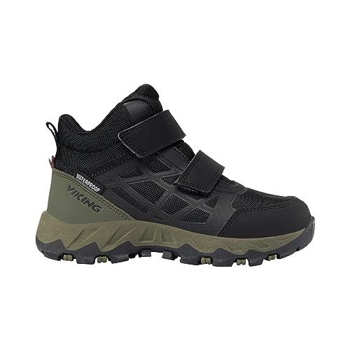 Viking Track Mid WP 2V Walking Shoe, Black/Olive, 31 EU von Viking