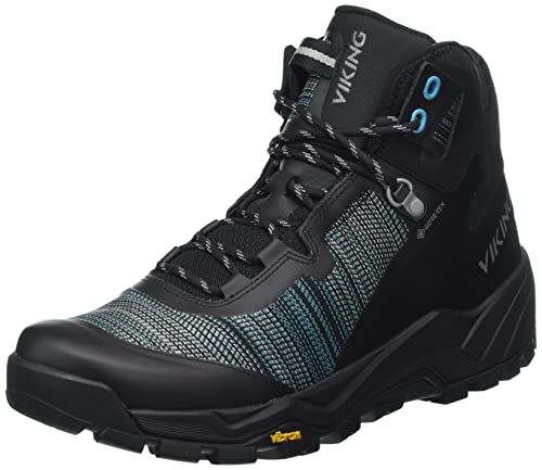 Viking Unisex Cerra Rolling Mid GTX Walking Shoe, Black Aqua, 41 EU von Viking