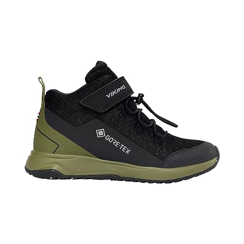 Viking Unisex Elevate Mid GTX Walking Shoe, Black/Khaki, 35 EU von Viking