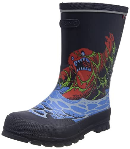 Viking Unisex Kinder Jolly Print Rain Boot, Navy Ice Blue, 22 EU von Viking