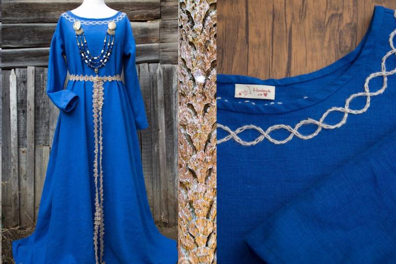 Handgefertigtes Leinen Unterkleid - Wikinger Frauen-Kleidung Für Mittelalter-Reenactment von VikingDressByHelga