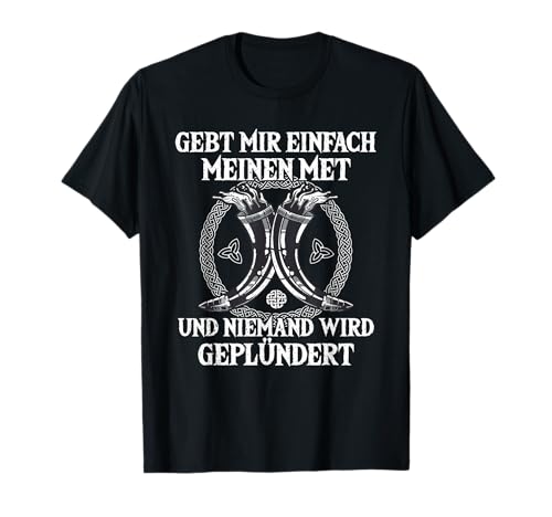 Vikinger Kleidung, Valhalla & Nordische Mythologie Wikinger T-Shirt, Schwarz, S, Langarm, Klassische Passform, T-Shirt, Männer, Herren, Wikinger-Themed T-Shirt mit Trinkhörnern und Spruch von Vikinger Kleidung, Valhalla & Nordische Mythologie