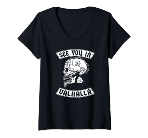 Damen Valhalla Herren I Walhalla & Wikinger I See You In Valhalla T-Shirt mit V-Ausschnitt von Vikinger & Valhalla I Mythologie I Damen & Herren