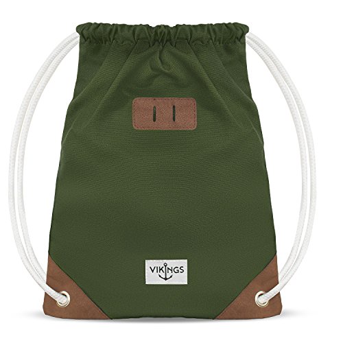 NEUES Model Gym Bag Sack Turnbeutel Baumwolle Canvas Tasche Sport Frauen Männer Kinder, Farbe:Grün von VIKINGS