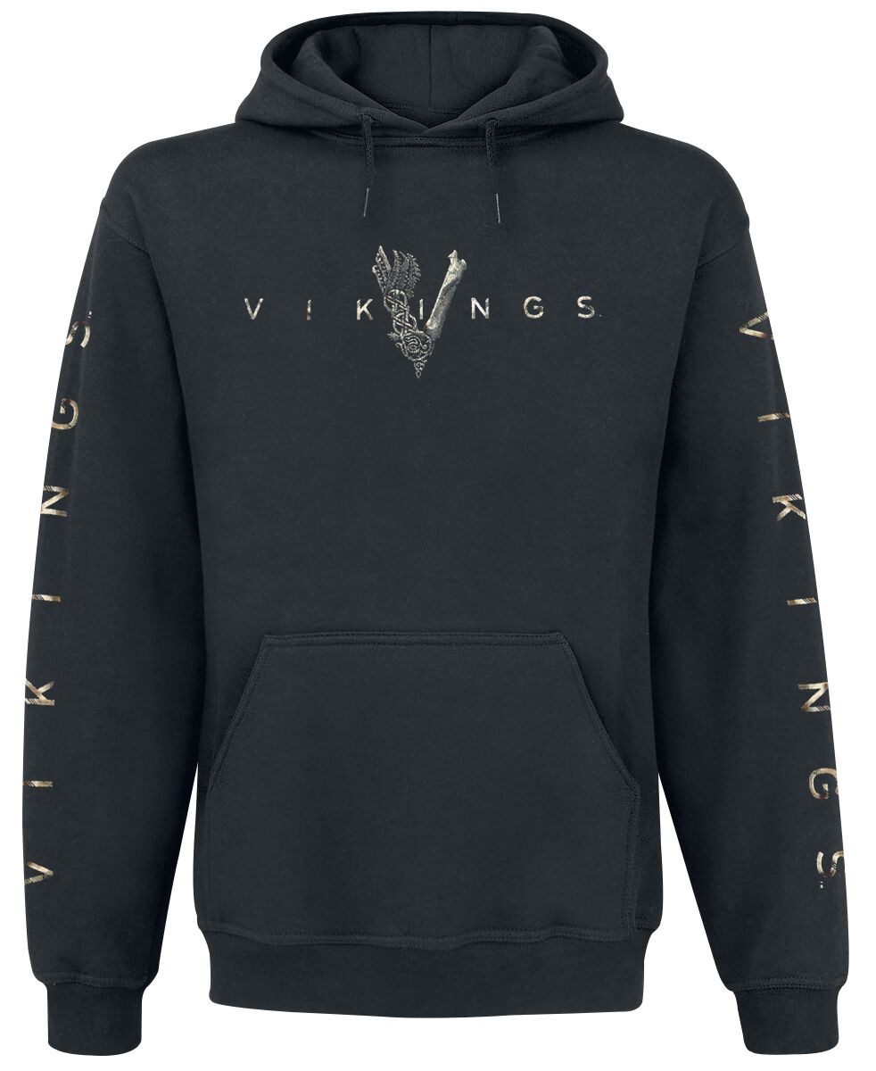 Vikings Kapuzenpullover - Logo - S - für Männer - Größe S - schwarz  - Lizenzierter Fanartikel von Vikings