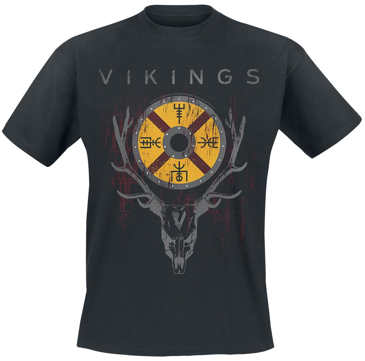 Vikings T-Shirt - Deer - S bis 5XL - für Männer - Größe S - schwarz  - Lizenzierter Fanartikel von Vikings