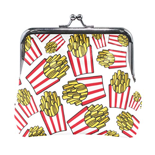 Vikko Cartoon Pommes Frites Fast Junk Food Münzgeldbörse Retro Geldbeutel mit Kuss-Lock-Schnalle Geldbörse Tasche Kartenhalter für Frauen, Rot/Ausflug, einfarbig (Getaway Solids), Einheitsgröße von Vikko