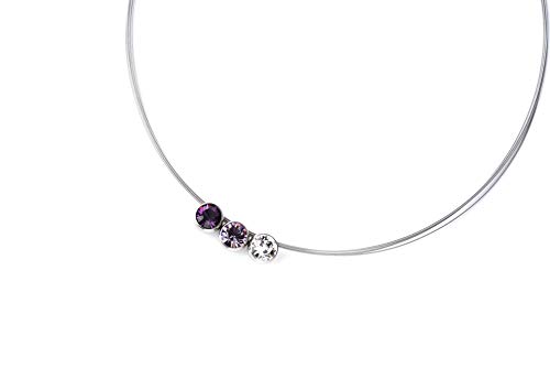 TIABELLE – Collier TRIO aus Titan mit funkelnden Swarovski® Kristallen – Silberfarbene Kette für Damen – allergenfrei & hautverträglich – Handmade in Germany (45 cm | Amethyst,Light Amethyst,Crystal) von TIABELLE