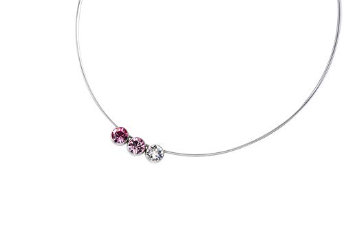 TIABELLE – Collier TRIO aus Titan mit funkelnden Swarovski® Kristallen – Silberfarbene Kette für Damen – allergenfrei & hautverträglich – Handmade in Germany (45 cm | Rose, Light Rose, Crystal) von TIABELLE