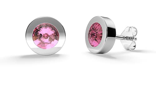 TIABELLE – Ohrstecker LUNA aus Titan mit funkelnden Swarovski® Zirconias – Silberfarbene Ohrringe für Damen – allergenfrei & hautverträglich – Handmade in Germany (7,6 mm ø | Rose) von TIABELLE