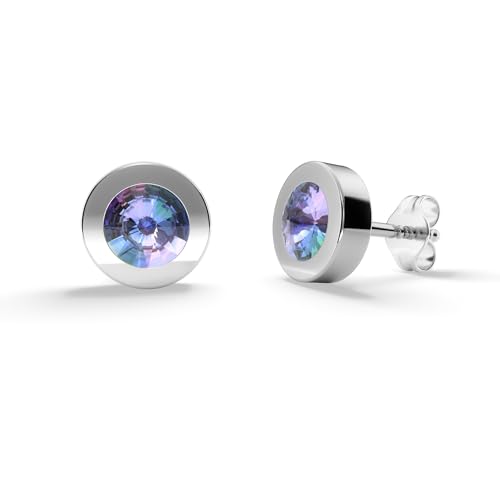 TIABELLE – Ohrstecker LUNA aus Titan mit funkelnden Swarovski® Zirconias – Silberfarbene Ohrringe für Damen – allergenfrei & hautverträglich – Handmade in Germany (7,6mm ø | Vitrail Light) von TIABELLE