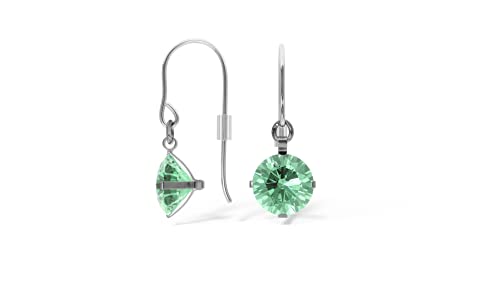 TIABELLE – Ohrhänger ENYA aus Titan mit funkelnden Swarovski® Zirconias – Silberfarbene Ohrringe hängend für Damen – allergenfrei & hautverträglich – Handmade in Germany (8,8 mm ø | Green) von TIABELLE