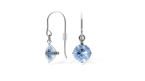 TIABELLE – Ohrhänger ENYA aus Titan mit funkelnden Swarovski® Zirconias – Silberfarbene Ohrringe hängend für Damen – allergenfrei & hautverträglich – Handmade in Germany (8,8 mm ø | Light Blue) von TIABELLE