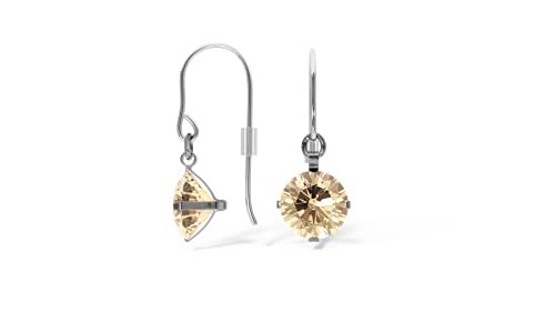 TIABELLE – Ohrhänger ENYA aus Titan mit funkelnden Swarovski® Zirconias – Silberfarbene Ohrringe hängend für Damen – allergenfrei & hautverträglich – Handmade in Germany (8,8 mm ø | Yellow) von TIABELLE