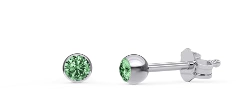 TIABELLE – Ohrstecker KIRA aus Titan mit funkelnden Swarovski® Zirconias – Silberfarbene Ohrringe für Damen – allergenfrei & hautverträglich – Handmade in Germany (MINI | 3,5mm ø | Green) von TIABELLE