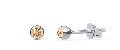 TIABELLE – Ohrstecker KIRA aus Titan mit funkelnden Swarovski® Zirconias – Silberfarbene Ohrringe für Damen – allergenfrei & hautverträglich – Handmade in Germany (MINI | 3,5mm ø | Yellow) von TIABELLE