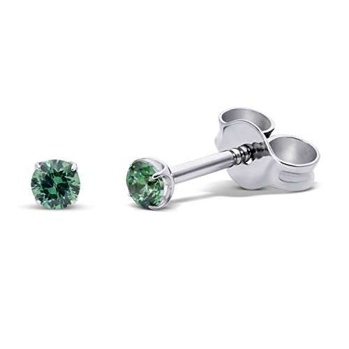 TIABELLE – Ohrstecker SINGLE STONE aus Titan mit funkelnden Swarovski® Zirconias – Silberfarbene Ohrringe für Damen – allergenfrei & hautverträglich – Handmade in Germany (3,0mm ø | Green) von TIABELLE