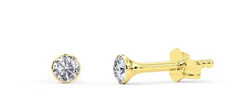 TIABELLE – Ohrstecker TRUMPET aus Titan mit funkelnden Swarovski® Zirconias – Goldfarbene Ohrringe für Damen – allergenfrei & hautverträglich – Handmade in Germany (MINI | 3,0mm ø | Gold White) von TIABELLE