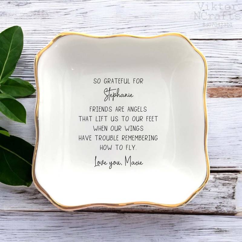 Freundschaft Ring Schale-Freunde Sind Engel Trinket Schale-Personalisierte Schmuck Tablett-Geschenke Für Die Beste Freundin-Freundschaft von ViktorNCrafts