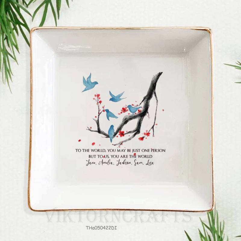 Sie Sind Die Welt Ring Schale-Blaue Vogel Trinket Tablett-Mutters Tagesgeschenke Für Mama-Großmutter Geschenke Von Enkelkindern-Benutzerdefinierte von ViktorNCrafts