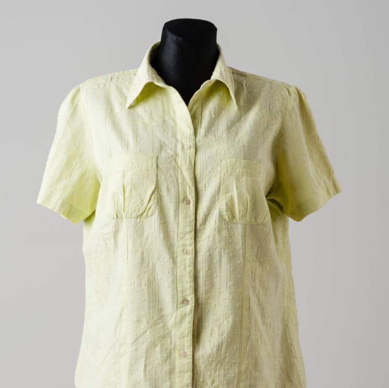 Bluse Bauer Aus Reiner Baumwolle Hemd Licht Grün Vintage Europa-Größe 2 X Large Sommer Europa Damen Bekleidung von VilRaVintage