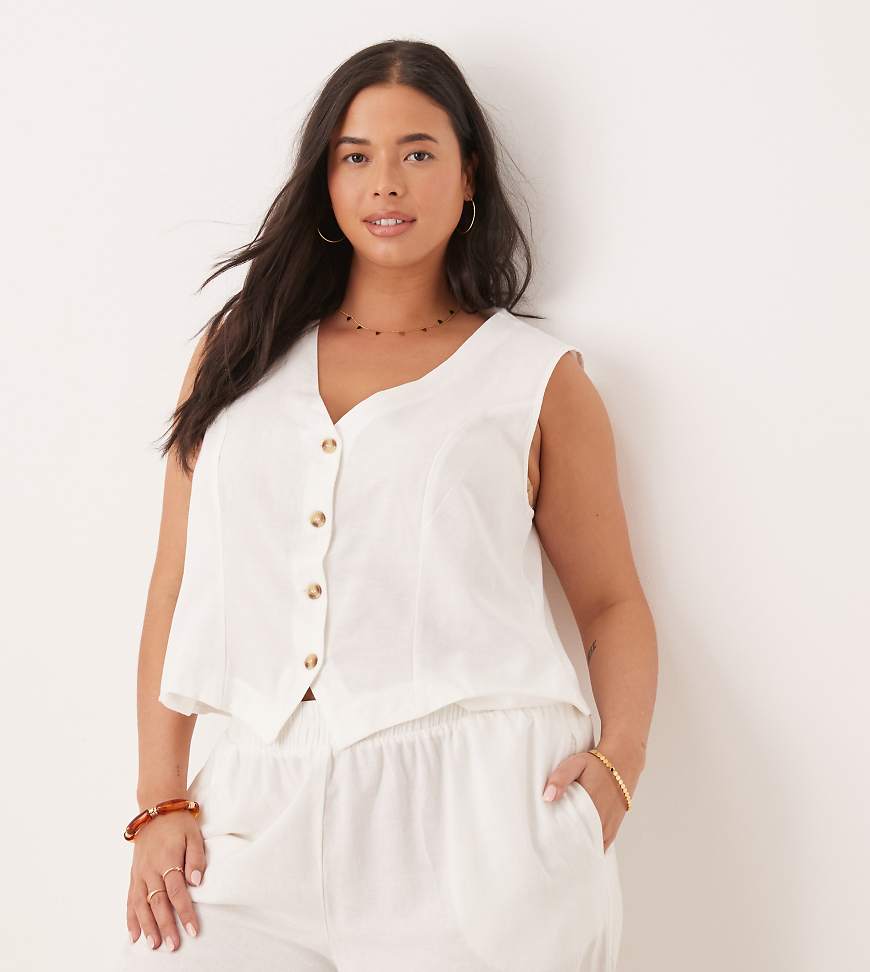 VILA Curve - Kurze, elegante Weste in Weiß, Kombiteil von Vila Curve