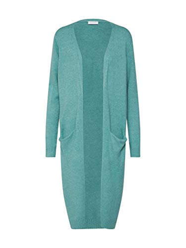 Vila NOS Damen Viril L/S Long Knit Cardigan-Noos Strickjacke, Türkis (Oil Blue Detail: Melange), X-Small (Herstellergröße: XS) von Vila NOS