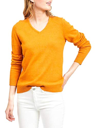 Vila NOS Damen Viril L/S V-Neck Knit Top-Noos Pullover, Orange (Golden Oak Detail: Melange), X-Small (Herstellergröße: XS) von Vila