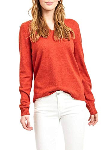 Vila NOS Damen Viril L/S V-Neck Knit Top-Noos Pullover, Rot (Ketchup Detail: Melange), X-Small (Herstellergröße: XS) von Vila