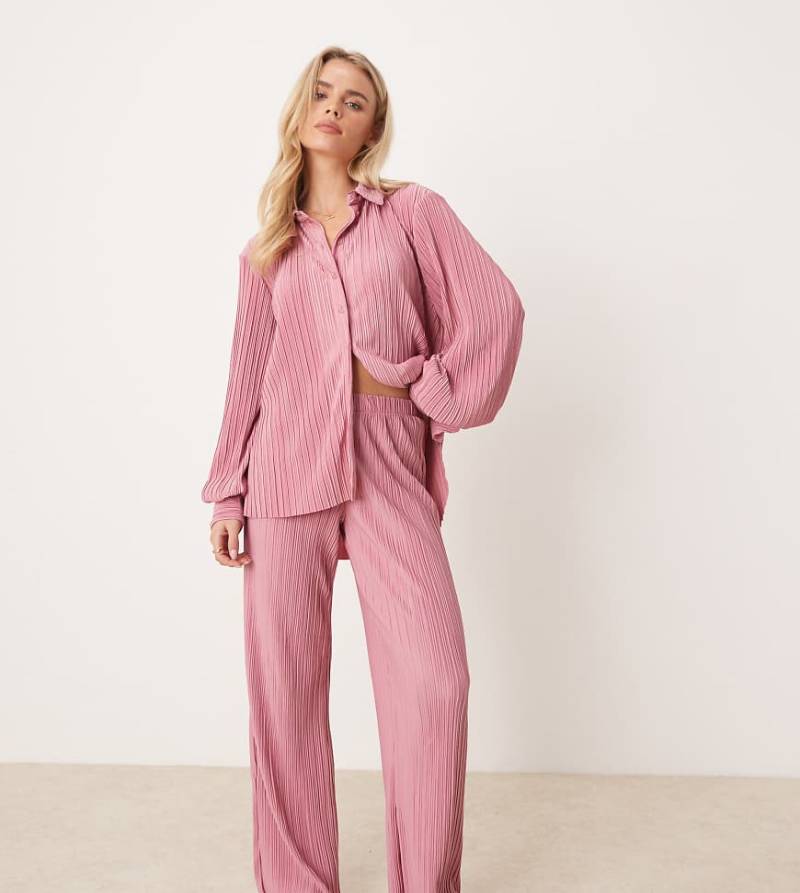 VILA Petite - Plissierte Hose in Staubrosa mit weitem Bein, Kombiteil von Vila Petite