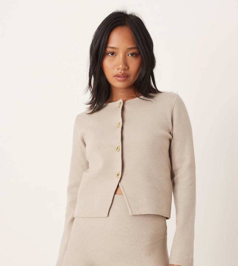 VILA Petite - Strukturierte Strickjacke in blassem Beige, Kombiteil-Neutral von Vila Petite