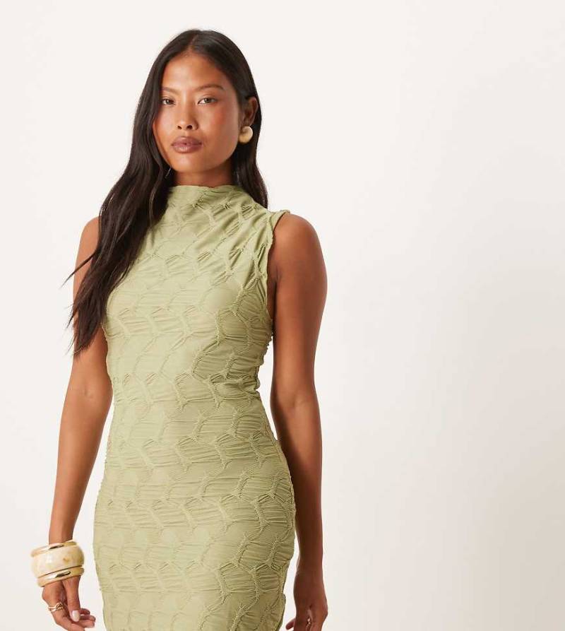 Vila Petite - Maxikleid aus strukturiertem Jersey in Salbeigrün von Vila Petite