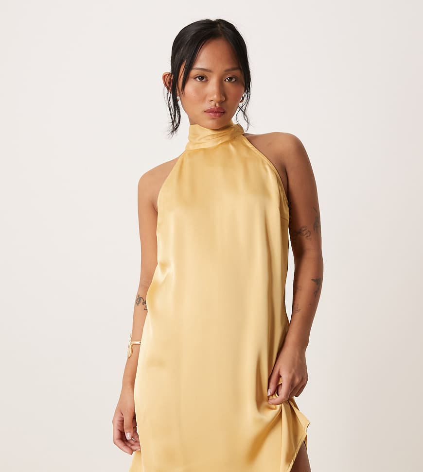 Vila Petite - Neckholder-Oberteil aus Satin in seidigem Maisgelb von Vila Petite