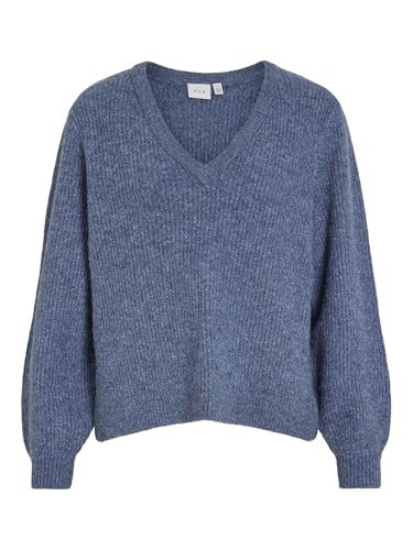 Vila Female Strickpullover V-Ausschnitt, Bijou Blue,XL von Vila