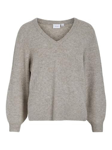 Vila Female Strickpullover V-Ausschnitt, Natural Melange,XL von Vila