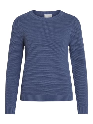 Vila Damen Vidalo O-Neck L/S Knit Top-Noos Strickpullover,Bijou Blue,S von Vila