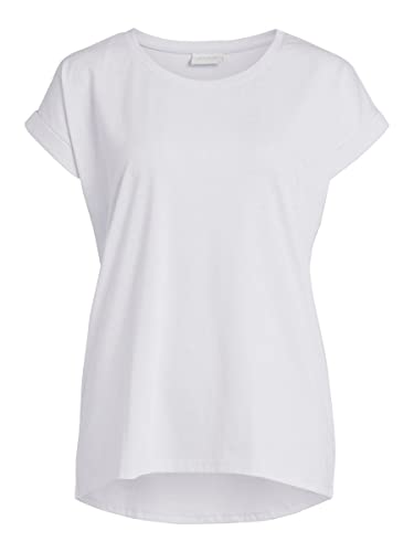 Vila Damen Vidreamers New Pure T-shirt Einfarbig, Jersey, Viertelarm, Normal, Optical Snow, L EU von Vila