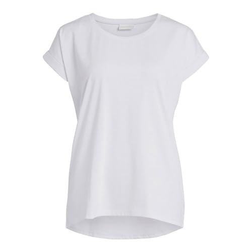 Vila Damen Vidreamers New Pure T-shirt Einfarbig, Jersey, Viertelarm, Normal, Optical Snow, XL EU von Vila