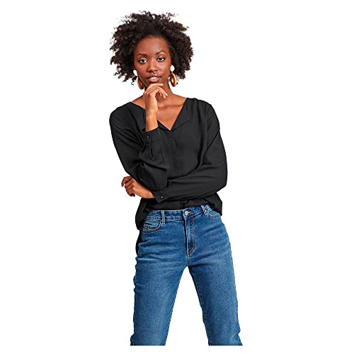 Vila Clothes Damen VILUCY L/S Shirt - NOOS Bluse, per Pack Schwarz (Black Black), 34 (Herstellergröße: XS) von Vila