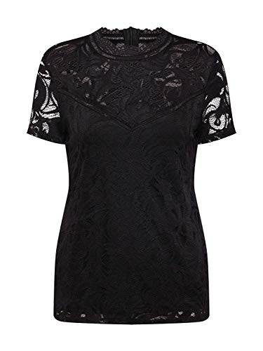 Vila Damen Vistasia S/S Lace - Noos Top, Schwarz, XL EU von Vila