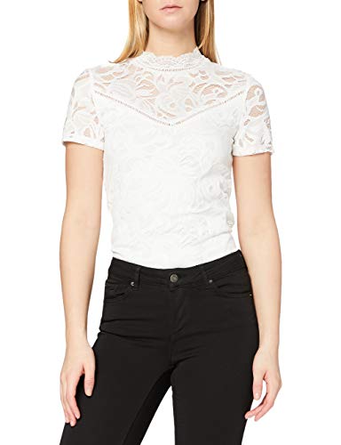 VILA CLOTHES Damen VISTASIA S/S LACE TOP - NOOS Top,, per pack Weiß (Cloud Dancer Cloud Dancer), 34 (Herstellergröße: XS) von Vila